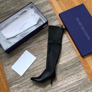 NIB Stuart Weitzman Tiemodel over-the-knee Boots | Black Napa Leather 5M